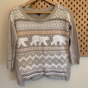 American Eagle Fair Isle Polar Bear Pattern Knitted Sweater